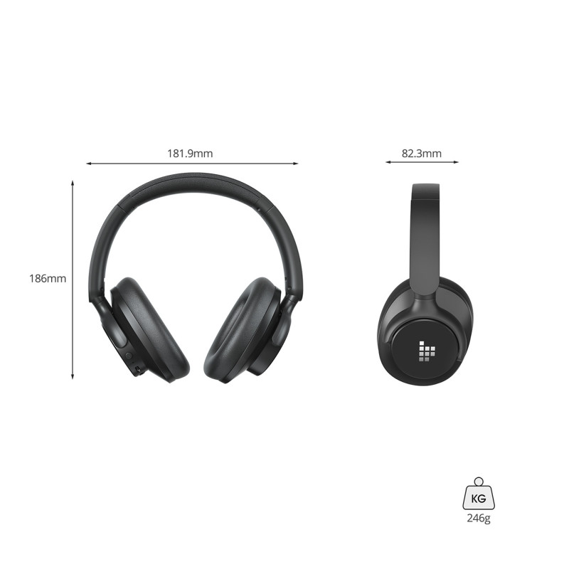 „Sounfii Q20 ANC On-Ear Bluetooth 5.3“ belaidės ausinės – juodos