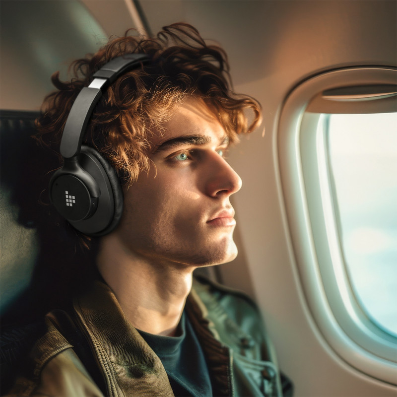 „Sounfii Q20 ANC On-Ear Bluetooth 5.3“ belaidės ausinės – juodos