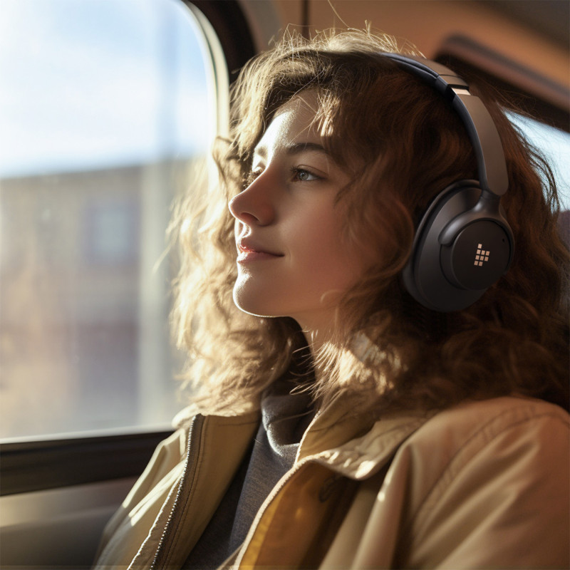 „Sounfii Q20 ANC On-Ear Bluetooth 5.3“ belaidės ausinės – juodos
