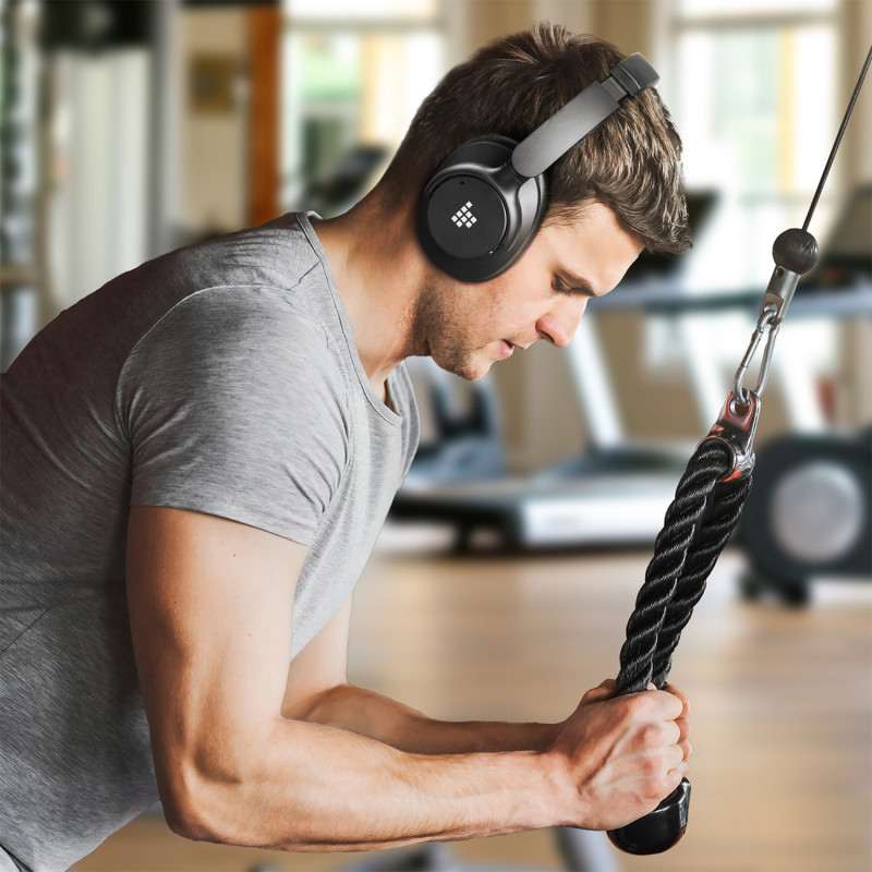 „Sounfii Q20 ANC On-Ear Bluetooth 5.3“ belaidės ausinės – juodos