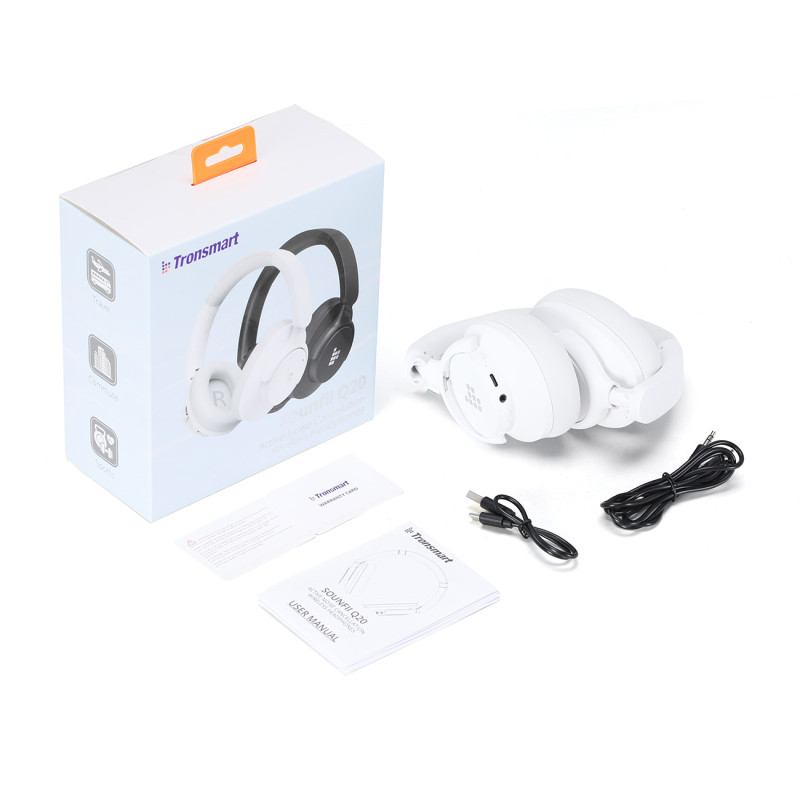 „Sounfii Q20 ANC On-Ear Bluetooth 5.3“ belaidės ausinės – baltos