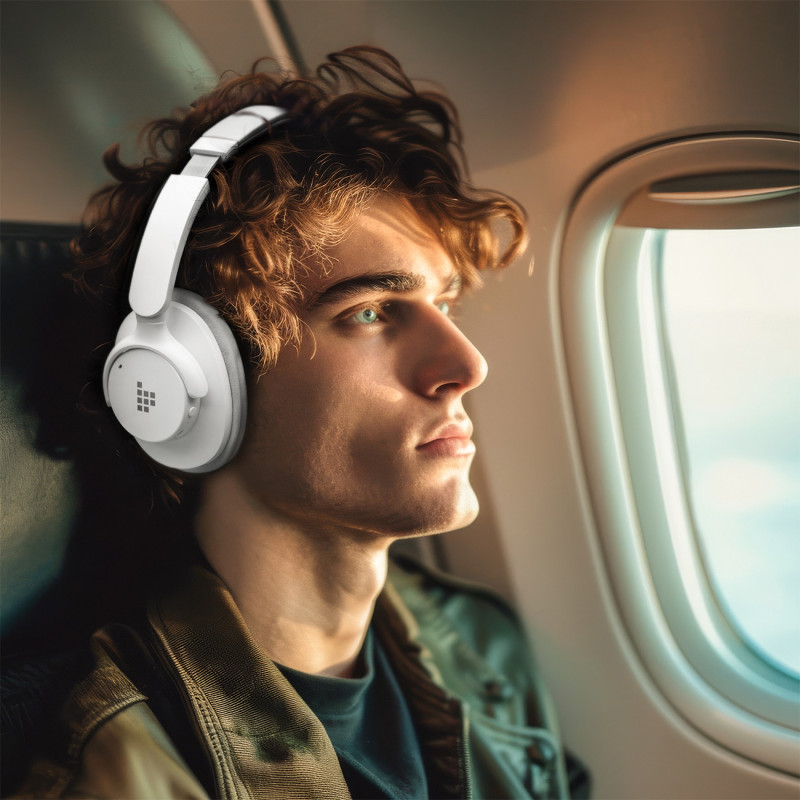 „Sounfii Q20 ANC On-Ear Bluetooth 5.3“ belaidės ausinės – baltos
