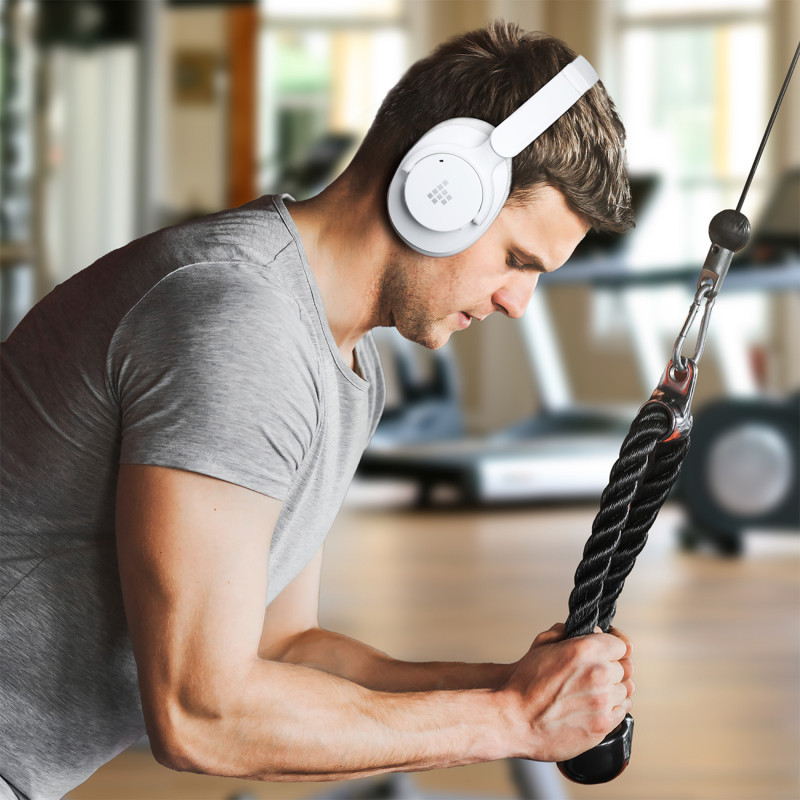 „Sounfii Q20 ANC On-Ear Bluetooth 5.3“ belaidės ausinės – baltos