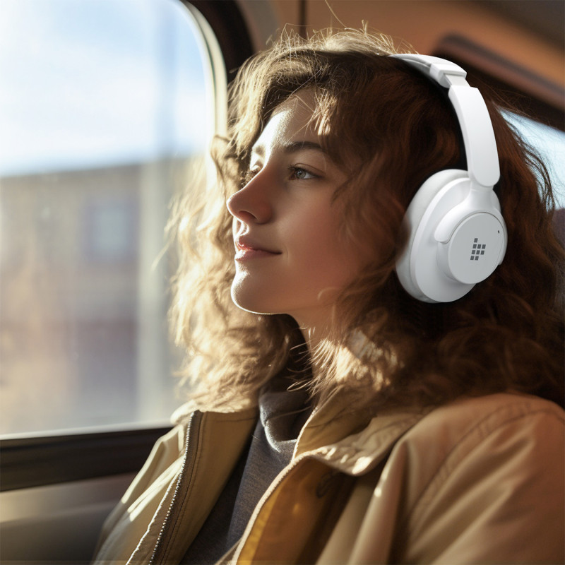 „Sounfii Q20 ANC On-Ear Bluetooth 5.3“ belaidės ausinės – baltos