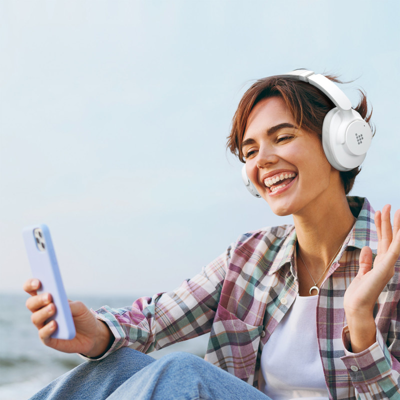 „Sounfii Q20 ANC On-Ear Bluetooth 5.3“ belaidės ausinės – baltos