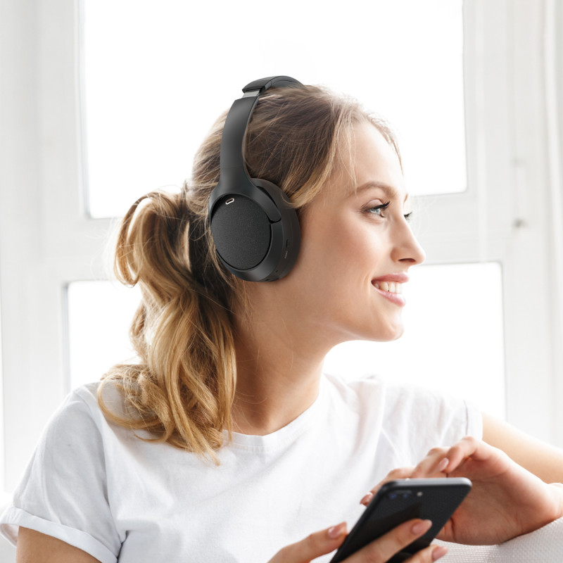 H6 ANC belaidės Bluetooth 5.3 IPX4 ausinės ant ausinių – juodos