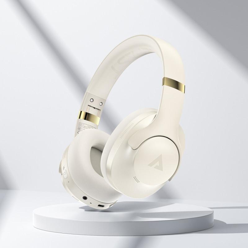 H4 ANC belaidės Bluetooth 5.3 IPX4 ausinės ant ausinių – smėlio spalvos