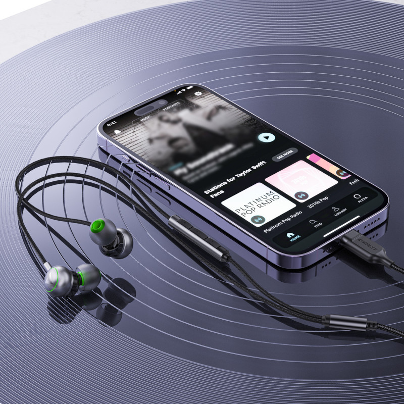 L5 laidinės ausinės USB-C 1,2 m – juodos