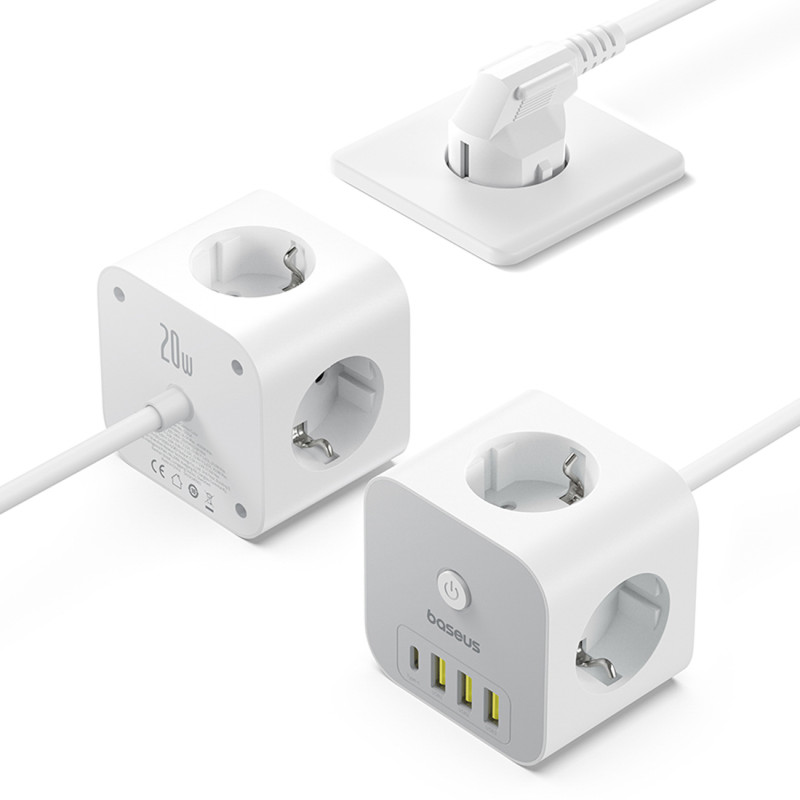 
7 viename maitinimo juosta KOSTKA PowerCombo 3x AC / 3x USB-A / 1x USB-C 20W 1,5 m - balta
