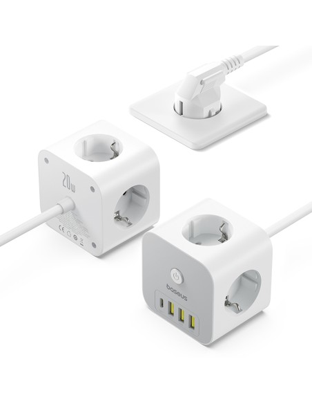 
7 viename maitinimo juosta KOSTKA PowerCombo 3x AC / 3x USB-A / 1x USB-C 20W 1,5 m - balta
