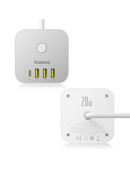 
7 viename maitinimo juosta KOSTKA PowerCombo 3x AC / 3x USB-A / 1x USB-C 20W 1,5 m - balta
