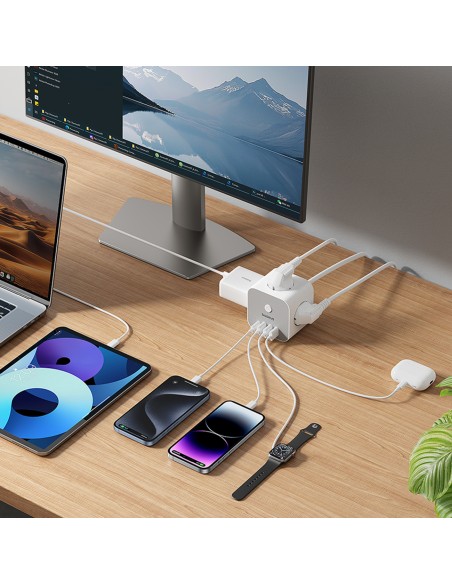 
7 viename maitinimo juosta KOSTKA PowerCombo 3x AC / 3x USB-A / 1x USB-C 20W 1,5 m - balta
