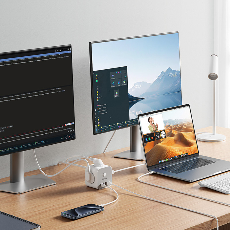 
7 viename maitinimo juosta KOSTKA PowerCombo 3x AC / 3x USB-A / 1x USB-C 20W 1,5 m - balta
