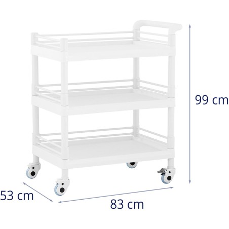 Kosmetinių procedūrų laboratorinis vežimėlis su 3 lentynomis 83 x 53 x 99 cm 60 kg Kosmetinių procedūrų laboratorinis vežimėlis su 3 lentynomis 83 x 53 x 99 cm 60 kg