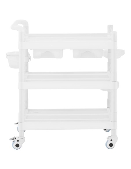 Kosmetikos laboratorinis vežimėlis 3 lentynos 2 stalčiai 3 konteineriai 83 x 53 x 99 cm 60 kg Kosmetikos laboratorinis vežimėlis 3 lentynos 2 stalčiai 3 konteineriai 83 x 53 x 99 cm 60 kg