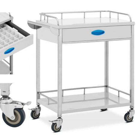 Kosmetinio gydymo laboratorinis vežimėlis STEEL 2 lentynos 1 stalčius 71 x 44 x 87 cm 40 kg Kosmetinio gydymo laboratorinis vežimėlis STEEL 2 lentynos 1 stalčius 71 x 44 x 87 cm 40 kg