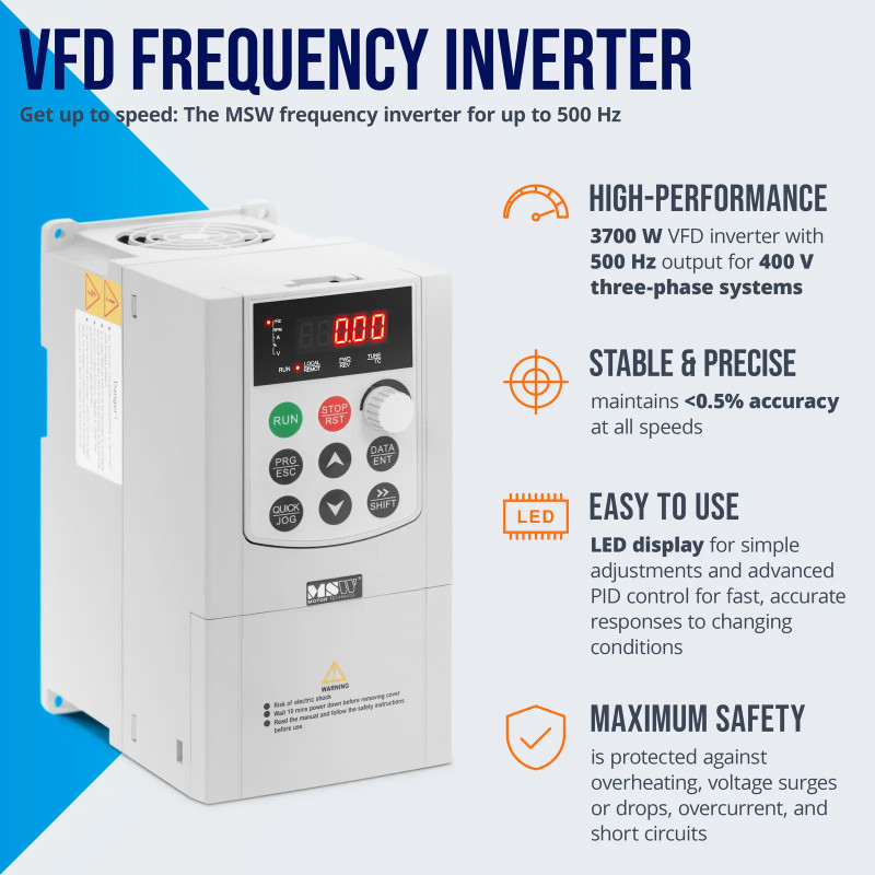 VFD dažnio keitiklis 500 Hz 3700 W 400 V