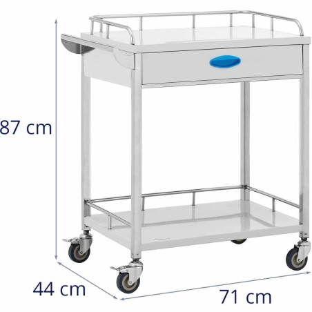 Kosmetinio gydymo laboratorinis vežimėlis STEEL 2 lentynos 1 stalčius 71 x 44 x 87 cm 40 kg Kosmetinio gydymo laboratorinis vežimėlis STEEL 2 lentynos 1 stalčius 71 x 44 x 87 cm 40 kg