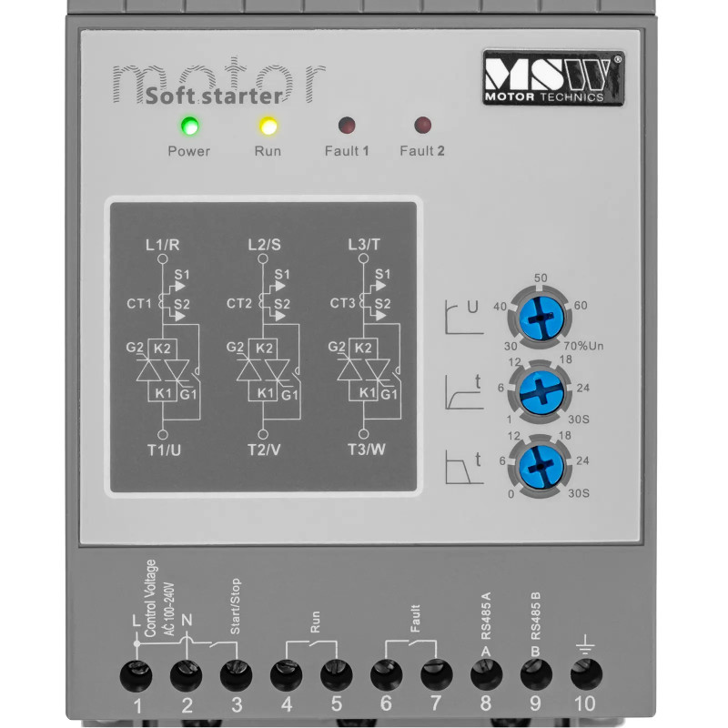 Minkštas starteris švelniam variklių paleidimui 3 A 1,5 kW 400 / 100-240 V