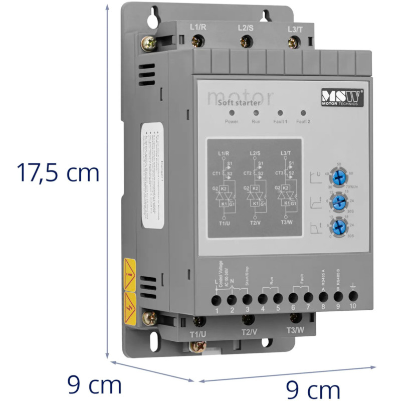Minkštas starteris švelniam variklių paleidimui 3 A 1,5 kW 400 / 100-240 V