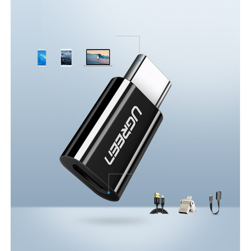 Mikro USB į USB-C adapteris – juodas