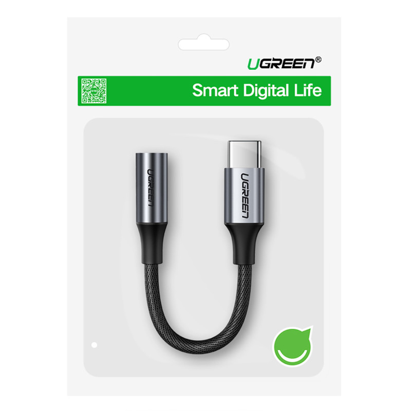 Ausinių adapterio mini lizdas 3,5 mm (moteris) - USB-C (vyriškas) 10 cm - pilkas