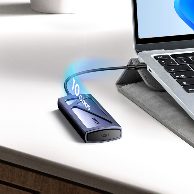 M.2 NVMe 10Gbps disko lizdo dėklas + USB-C – USB-A / USB-C – USB-C laidas – juodas