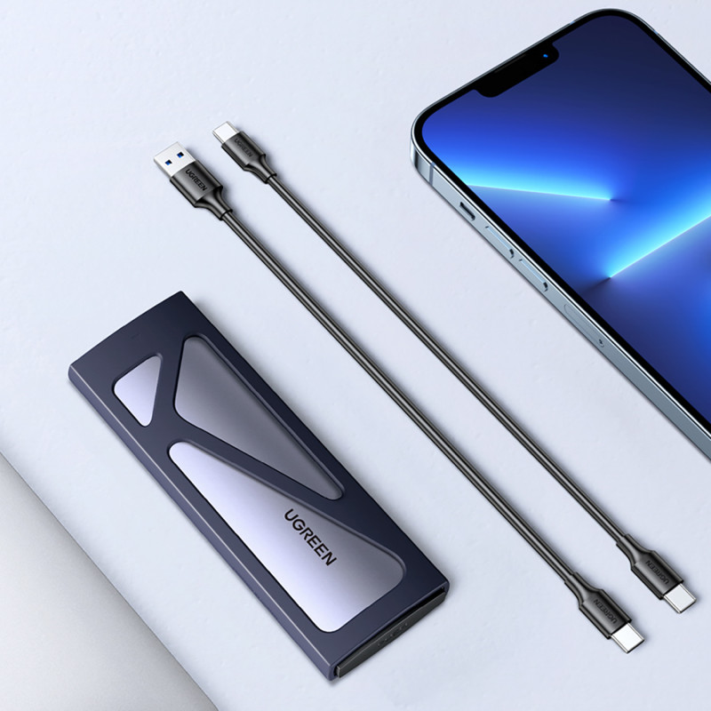 M.2 NVMe 10Gbps disko lizdo dėklas + USB-C – USB-A / USB-C – USB-C laidas – juodas