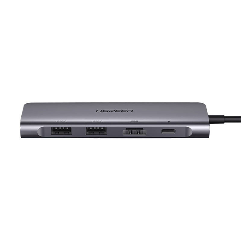 6in1 HUB adapteris USB-C – HDMI USB-A USB-C PD SD TF skaitytuvas – pilkas