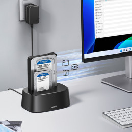 
SATA 2,5 colio 3,5 colio SSD HHD prijungimo stotis su USB 3.0 EU maitinimo šaltiniu – juoda
