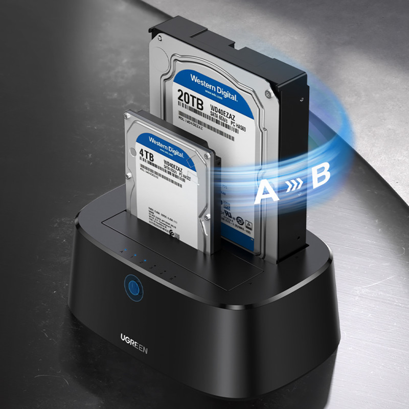 SATA 2,5 colio 3,5 colio SSD HHD prijungimo stotis su USB 3.0 EU maitinimo šaltiniu – juoda