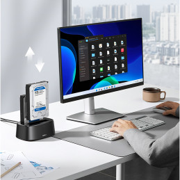 
SATA 2,5 colio 3,5 colio SSD HHD prijungimo stotis su USB 3.0 EU maitinimo šaltiniu – juoda
