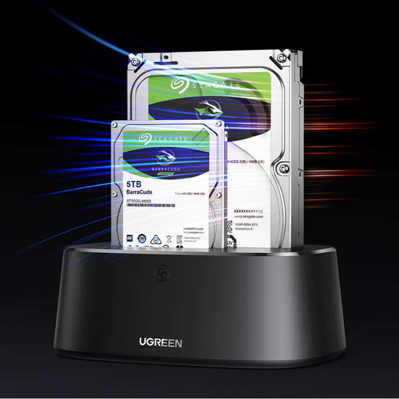 SATA 2,5 colio 3,5 colio SSD HHD prijungimo stotis su USB 3.0 EU maitinimo šaltiniu – juoda