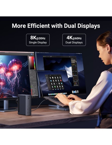 13in1 „Thunderbolt 4“ prijungimo stotis / USB-A / DP / RJ45 / SD TF skaitytuvas / USB-C / mini lizdas
 
13in1 „Thunderbolt 4“ prijungimo stotis / USB-A / DP / RJ45 / SD TF skaitytuvas / USB-C / mini lizdas