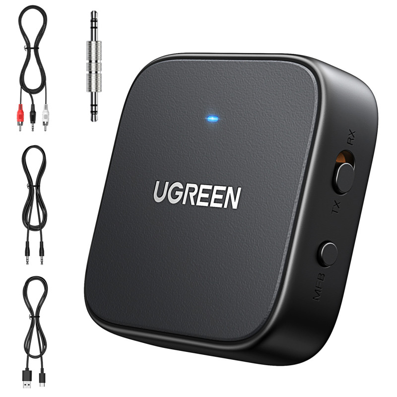 Bluetooth 5.2 TX RX garso imtuvas siųstuvas Mini lizdas USB-C RCA - juodas