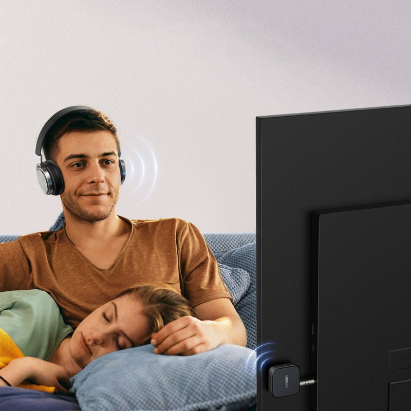 Bluetooth 5.2 TX RX garso imtuvas siųstuvas Mini lizdas USB-C RCA - juodas