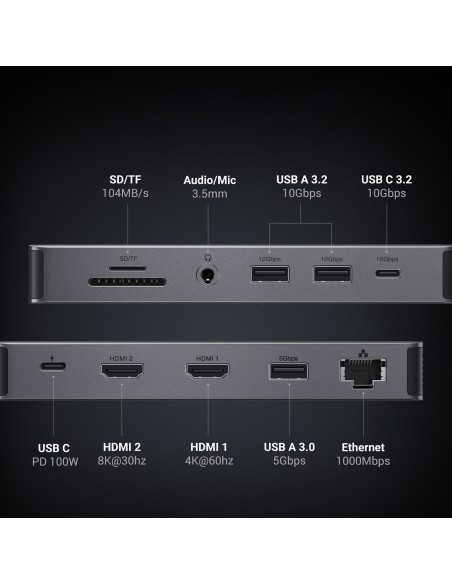 13in1 HUB adapteris USB-C - USB-A / USB-C / HDMI / DisplayPort / RJ45 / SD TF / AUX / USB-C PD - pilka
 
13in1 HUB adapteris USB-C - USB-A / USB-C / HDMI / DisplayPort / RJ45 / SD TF / AUX / USB-C PD - pilka