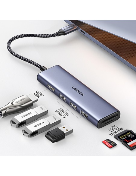 6in1 HUB adapteris USB-C – HDMI / USB-A / SD TF kortelių skaitytuvas – pilka
 
6in1 HUB adapteris USB-C – HDMI / USB-A / SD TF kortelių skaitytuvas – pilka