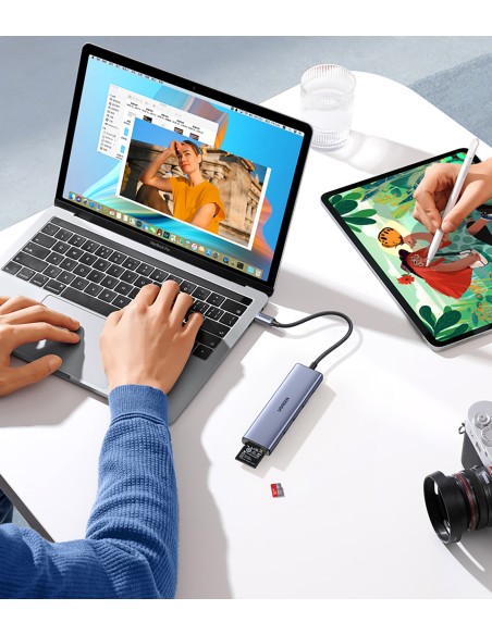 6in1 HUB adapteris USB-C – HDMI / USB-A / SD TF kortelių skaitytuvas – pilka
 
6in1 HUB adapteris USB-C – HDMI / USB-A / SD TF kortelių skaitytuvas – pilka