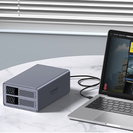 
9828RU3 diskų masyvas su RAID valdikliu, skirtas 2 x 2,5 colių / 3,5 colių SATA HDD / SSD – pilka
