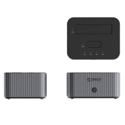 
IT28E-C prijungimo stotis su klonavimo funkcija, skirta 2 x M.2 NVME 2,5 colio / 3,5 HDD / 2,5 colio SSD – pilka
