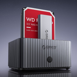 
IT28E-C prijungimo stotis su klonavimo funkcija, skirta 2 x M.2 NVME 2,5 colio / 3,5 HDD / 2,5 colio SSD – pilka
