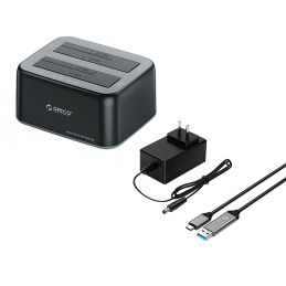 
6829C3 prijungimo stotis, skirta 2 x 2,5 colių / 3,5 colių SATA HDD / SSD – juoda
