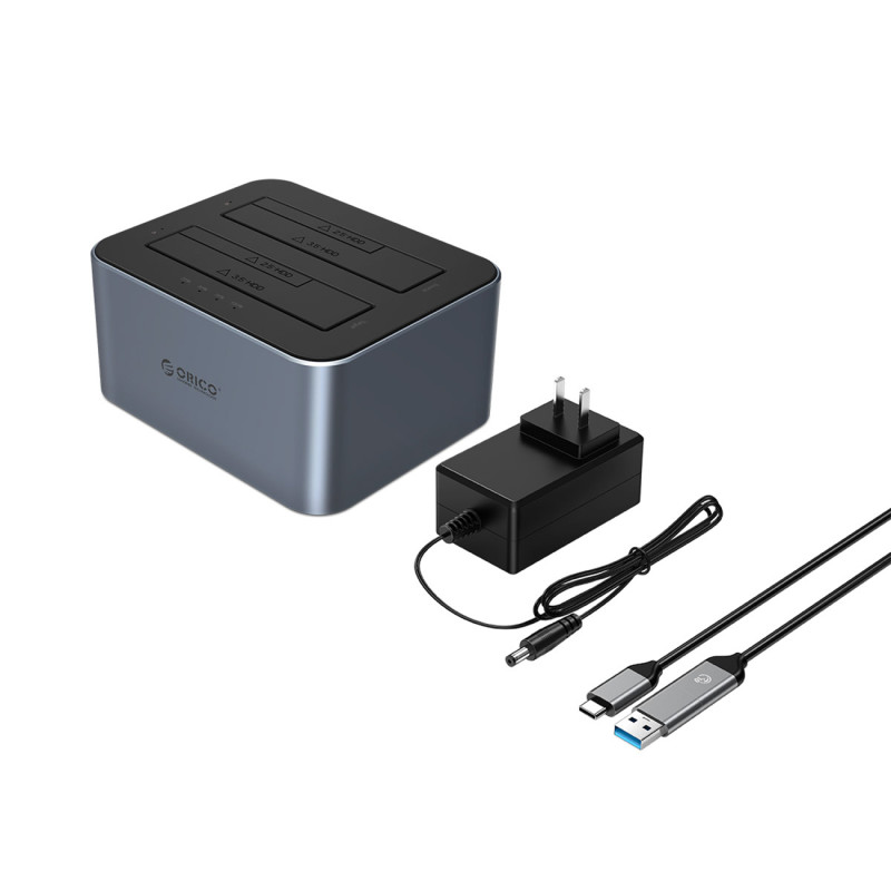 6626C3-C-V1 neprisijungus veikianti klonavimo stotelė, skirta 2 x 2,5 colio / 3,5 colio SATA HDD / SSD – pilka