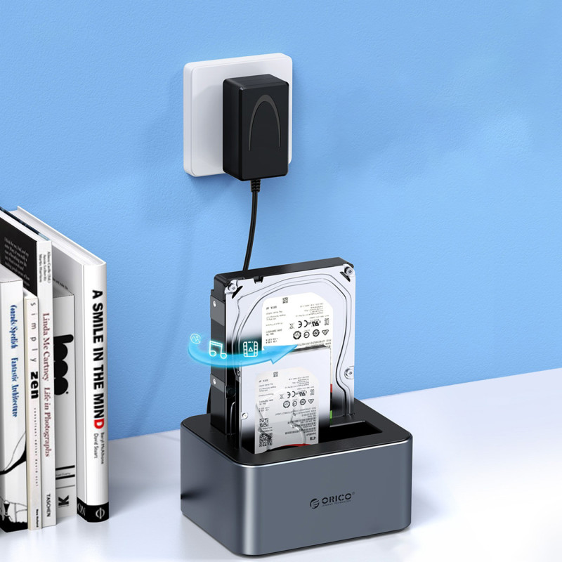 6626C3-C-V1 neprisijungus veikianti klonavimo stotelė, skirta 2 x 2,5 colio / 3,5 colio SATA HDD / SSD – pilka