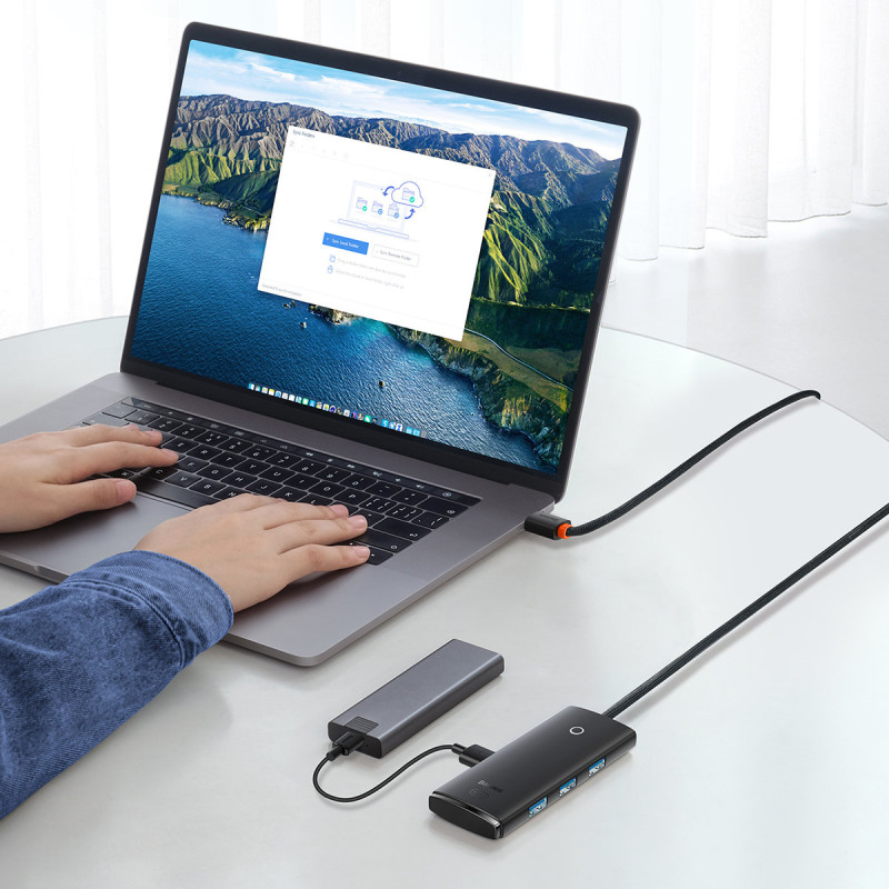 Lite serijos HUB 4 prievadų USB-A iki 4xUSB-A 3,0 2m juodas