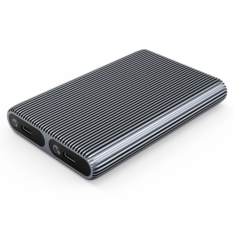 AM2C3-2SN dvigubas M.2 SATA+NVME USB-C 10Gb/ s korpusas – pilkas