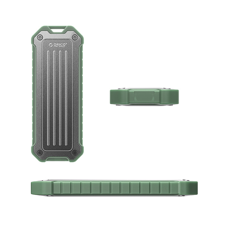OTPX-G2 M.2 NVMe / SATA SSD USB-C taktinis sustiprintas disko skyrius – pilkai žalia