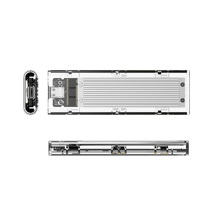 TCM2-C3 M.2 NVME USB-C 10Gb/ s disko dėklas – pilkai skaidrus