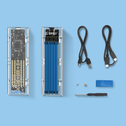 
TCM2-C3 M.2 NVME USB-C 10Gb/ s disko dėklas – mėlynas-permatomas
